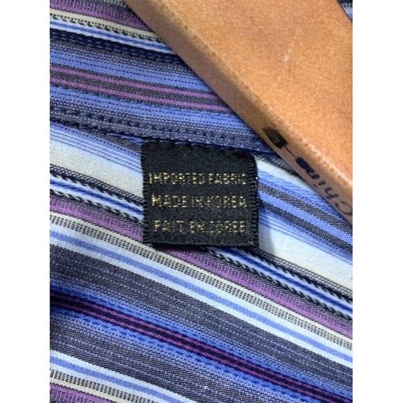 Bugatchi Uomo Men's XL Striped Button-Down Shirt Long Sleeve Blue/Purple - Picture 6 of 10